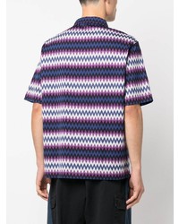 Chemise à manches courtes brodée bleue Missoni