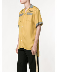 Chemise à manches courtes brodée jaune Maison Mihara Yasuhiro