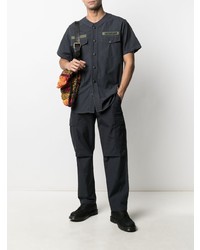 Chemise à manches courtes brodée noire Maharishi