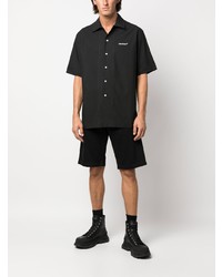 Chemise à manches courtes brodée noire Off-White