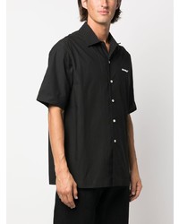 Chemise à manches courtes brodée noire Off-White