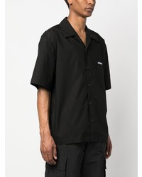 Chemise à manches courtes brodée noire Off-White