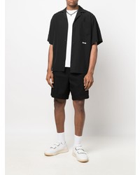 Chemise à manches courtes brodée noire MSGM