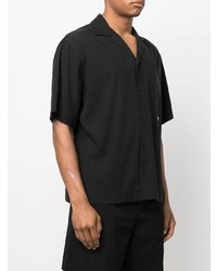 Chemise à manches courtes brodée noire MSGM