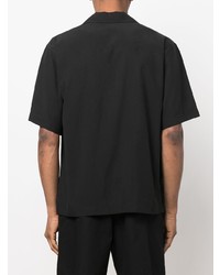 Chemise à manches courtes brodée noire MSGM