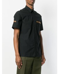 Chemise à manches courtes brodée noire Lanvin