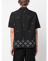 Chemise à manches courtes brodée noire Baziszt