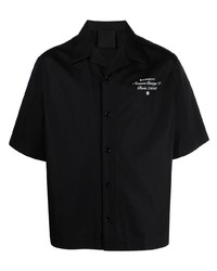Chemise à manches courtes brodée noire Givenchy