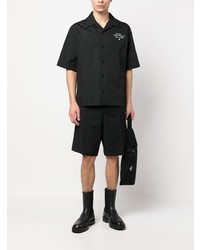 Chemise à manches courtes brodée noire Givenchy