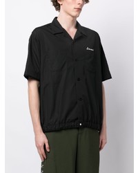 Chemise à manches courtes brodée noire Sacai