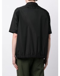 Chemise à manches courtes brodée noire Sacai