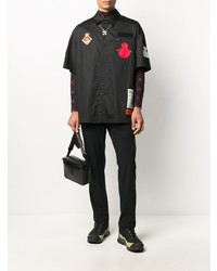 Chemise à manches courtes brodée noire Heron Preston