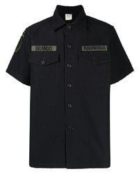 Chemise à manches courtes brodée noire Maharishi