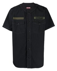 Chemise à manches courtes brodée noire Maharishi