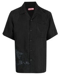 Chemise à manches courtes brodée noire Maharishi