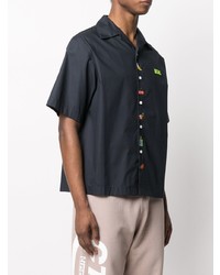 Chemise à manches courtes brodée noire Gcds