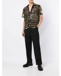 Chemise à manches courtes brodée noire Bode