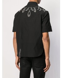 Chemise à manches courtes brodée noire Saint Laurent
