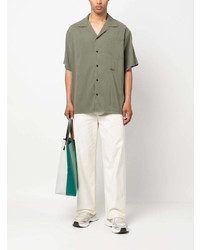 Chemise à manches courtes brodée olive MSGM