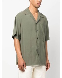 Chemise à manches courtes brodée olive MSGM