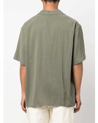 Chemise à manches courtes brodée olive MSGM