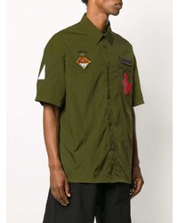 Chemise à manches courtes brodée olive Heron Preston