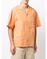 Chemise à manches courtes brodée orange Jacquemus