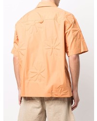 Chemise à manches courtes brodée orange Jacquemus