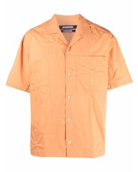 Chemise à manches courtes brodée orange Jacquemus
