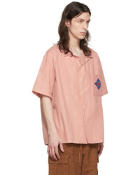 Chemise à manches courtes brodée rose Adish