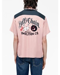 Chemise à manches courtes brodée rose RE/DONE