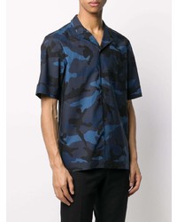 Chemise à manches courtes camouflage bleu marine Valentino