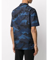 Chemise à manches courtes camouflage bleu marine Valentino