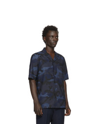 Chemise à manches courtes camouflage bleu marine Valentino