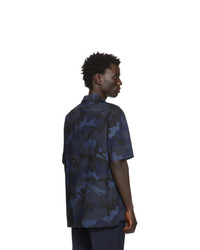 Chemise à manches courtes camouflage bleu marine Valentino