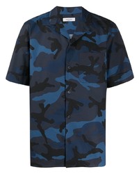 Chemise à manches courtes camouflage bleu marine Valentino