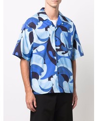 Chemise à manches courtes camouflage bleue Marni