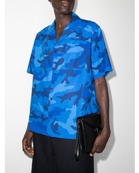 Chemise à manches courtes camouflage bleue Valentino