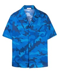 Chemise à manches courtes camouflage bleue Valentino