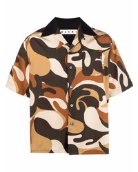 Chemise à manches courtes camouflage marron clair Marni