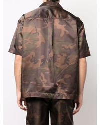 Chemise à manches courtes camouflage marron foncé Feng Chen Wang
