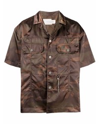 Chemise à manches courtes camouflage marron foncé Feng Chen Wang