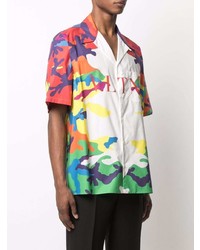Chemise à manches courtes camouflage multicolore Valentino