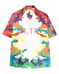 Chemise à manches courtes camouflage multicolore Valentino