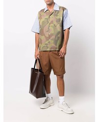 Chemise à manches courtes camouflage olive Marni