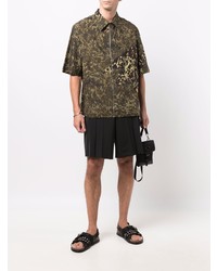 Chemise à manches courtes camouflage olive Givenchy