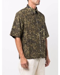 Chemise à manches courtes camouflage olive Givenchy