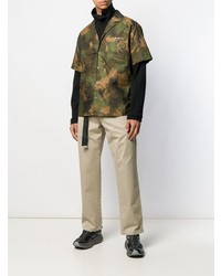 Chemise à manches courtes camouflage olive Off-White