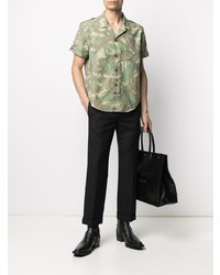 Chemise à manches courtes camouflage olive Saint Laurent
