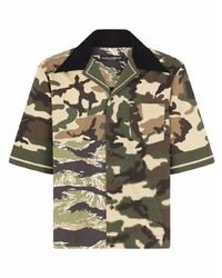 Chemise à manches courtes camouflage olive Dolce & Gabbana